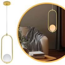 Luminária Pendente Arkom Light Dourado Globo Fosco + Led Luminária Pendente Arkom Light Dourado Globo Fosco + Led