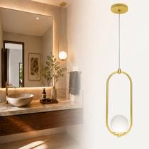 Luminária Pendente Arkom Light Dourado Globo Leitoso 10Cm Luminária Pendente Arkom Light Dourado Globo Leitoso 10Cm