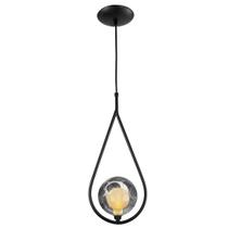 Luminária Pendente Aro Gota Preto Harmony Fumê