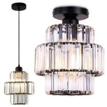 Luminária Pendente Até 128Cm 32 Cristais Metal Dourado Luminária Pendente Até 128Cm 32 Cristais Metal Dourado