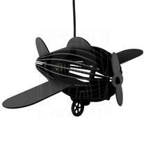 Luminária Pendente Avião Teco Teco Infantil Preto e27