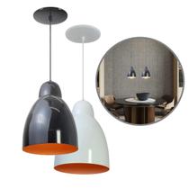 Luminária Pendente Bala Com Interior Laranja Com Fiação 110/220v Luminária Pendente Bala Com Interior Laranja Com Fiação 110/220v