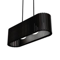 Luminária Pendente Belvedere Modelo Ripado Preta Bivolt 100W em Madeira MDF Lenobre Luminária Pendente Belvedere Modelo Ripado Preta Bivolt 100W em Madeira MDF Lenobre