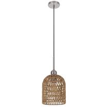 Luminária pendente Benzara 8" Rope Shade Brown Chrome