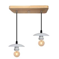 Luminária Pendente Bocal Simples Suporte Madeira Pinus Soquete E-27 ABF Luminárias