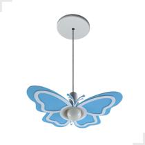 Luminária Pendente Borboleta Azul Infantil Quarto Menina