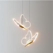 Luminária pendente Butterfly Gold 35 cm de acrílico LED para quarto