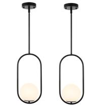 Luminária pendente BYOLIIMA Modern Globe de 1 luz em preto fosco (pacote com 2)