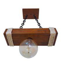 Luminária Pendente Caibro Rústico De Madeira Para 1 Lâmpada 30cm