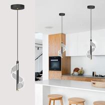 Luminária pendente CANEOE Black Led para Kitchen Island 12W 6000K