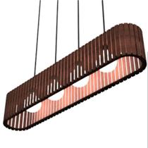 Luminária Pendente Centauro Modelo Ripado - Marrom