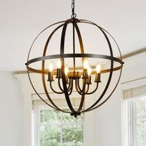 Luminária pendente Chandelier DLLT de 6 luzes Orb Black Globe