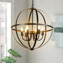 Luminária pendente Chandelier DLLT de 6 luzes Orb preta/dourada 60W
