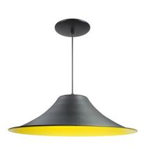 Luminária Pendente Chapéu Chinês Com Interior Amarelo Com Fiação 110/220v