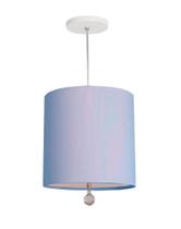 Luminária Pendente Com Cristal Cúpula Azul 25x25 1E27