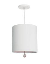 Luminária Pendente Com Cristal Cúpula Branco 25x25 1E27