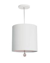 Luminária Pendente Com Cristal Cúpula Branco 25x25 1E27