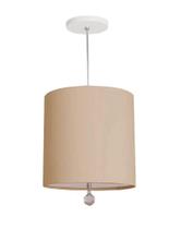 Luminária Pendente Com Cristal Cúpula Cáqui 25x25 1E27