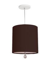 Luminária Pendente Com Cristal Cúpula Preto 25x25 1e27
