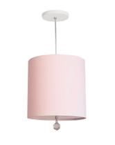 Luminária Pendente Com Cristal Cúpula Rosa 25X25 1E27