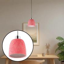 Luminária Pendente com haste de Aço e corpo em Cimento com detalhes Avant Farm E27 Rosa Preto Roxo