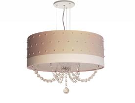 Luminária Pendente Com Pérolas E Cristal 50x15 Cáqui