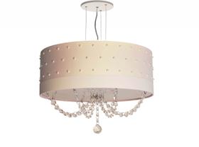 Luminária Pendente Com Pérolas E Cristal 50x15 Cru