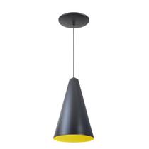 Luminária Pendente Cone Com Interior Amarelo Com Fiação 110/220v Luminária Pendente Cone Com Interior Amarelo Com Fiação 110/220v