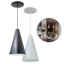Luminária Pendente Cone Com Interior Branco Brilho Com Fiação 110/220v