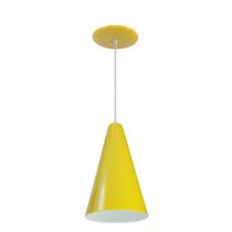 Luminária Pendente Cone Com Interior Branco Brilho Com Fiação 110/220v