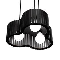 Luminária Pendente Crepusculo Modelo Ripado Preta Bivolt 100W em Madeira MDF Lenobre Luminária Pendente Crepusculo Modelo Ripado Preta Bivolt 100W em Madeira MDF Lenobre