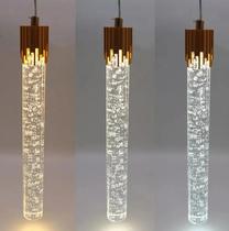 Luminaria Pendente Cristal Dourado 7W LED 3 Cores de Luz Bivolt Cabo Regulavel 150cm Moderno Luxo Quarto Sala Cabeceira Luminaria Pendente Cristal Dourado 7W LED 3 Cores de Luz Bivolt Cabo Regulavel 150cm Moderno Luxo Quarto Sala Cabeceira