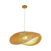 Luminária Pendente de Bambu e Rattan - Design Manual Trançado para Sala de Jantar