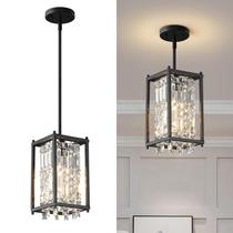Luminária pendente de cristal preto Chandelier LMQNINE Kitchen Island