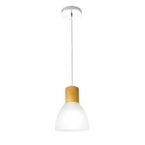 Luminária Pendente de Teto Anello Wood Vidro Detalhe Madeira 1 Lâmpada E27 Bivolt
