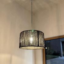 Luminaria Pendente de Teto Fibra de Sisal Marrom Mesa de Jantar Varanda Rústico 30cm com FIO