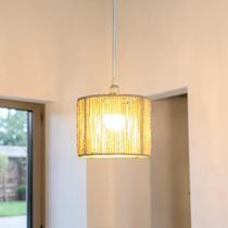 Luminária Pendente de Teto Fibra Natural Sisal Rattan Palha Rústico Lavabo Hall 20cm com FIO Luminária Pendente de Teto Fibra Natural Sisal Rattan Palha Rústico Lavabo Hall 20cm com FIO