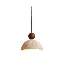 Luminária Pendente De Travertino Natural Com Detalhes Em Madeira E27/G9 Para Sala De Estar E Quarto