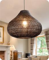 Luminária pendente de vime Chandelier Karjear Black Rattan 42 cm