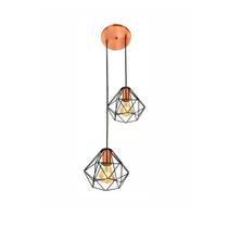 Luminária Pendente Diamante Duplo Alumínio Aramado Teto Luxo