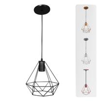 Luminária Pendente Diamante Lustre Aramado Retrô Elegance
