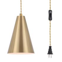 Luminária pendente Dijiahua Gold Plug In Mini Cabo de Latão de 14,2 pés