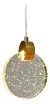 Luminária Pendente Disco Cristal C Bolhas Dourado Led 110V/220V Bivolt Luminária Pendente Disco Cristal C Bolhas Dourado Led 110V/220V Bivolt
