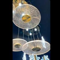 Luminária Pendente Disco Prato Craquelado LED 3 Tons de Luz