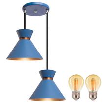 Luminária Pendente Duplo Berlin 15cm Azul + Lâmpada Led Luminária Pendente Duplo Berlin 15cm Azul + Lâmpada Led