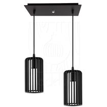 Luminária Pendente Duplo Madeira Paladio CQ Preto Sala