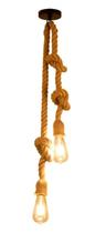 Luminária Pendente Duplos Design Rustico Corda Bocal E27