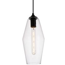 Luminária Pendente Elegant Lighting Placido Preta Transparente 36cm