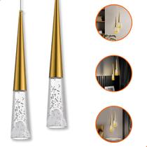 Luminária Pendente em Led Cone Bolhas De Cristal 7w Vidro 3 Em 1 C/ Cabo Ajustável