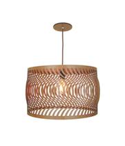 Luminária Pendente em Madeira Imbuia Ondas 45cm Para Mesa Balcão Bancada Área Gourmet